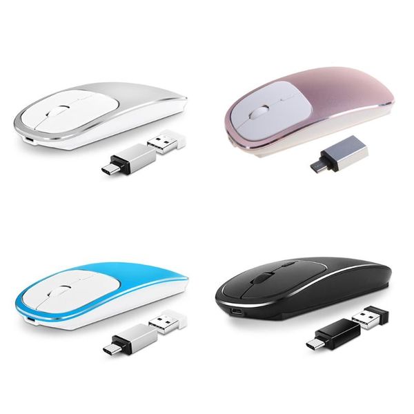 mice aluminum rechargeable 2in1 type c usb wireless 2.4ghz 1600dpi mouse for laptop